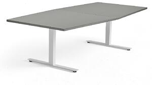AJ Produkty Jednací stůl MODULUS, 2400x1200 mm, T-nohy, bílá podnož, světle šedá