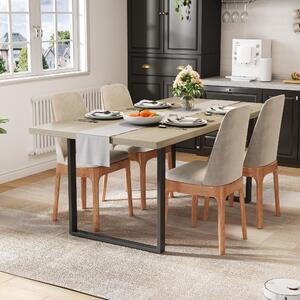 Dřevěný kuchyňský jídelní stůl Fortuna Lai 160 × 80 cm, jídelní stůl v industriálním stylu pro 6–8 osob, s robustní kovovou konstrukcí a světlým povrchem. Robustní, stabilní, odolný proti vodě a poškrábání