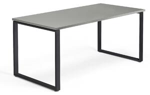 AJ Produkty Psací stůl QBUS, O-podnož, 1600x800 mm, černý rám, světle šedá