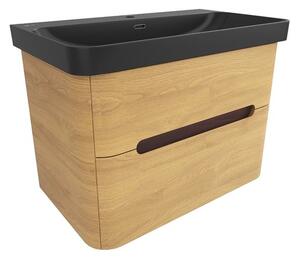 Koupelnová skříňka s umyvadlem SAT Fusion 77,5x53x45 cm dub medový mat SATFUSION280DMBKM
