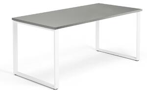 AJ Produkty Psací stůl QBUS, O-podnož, 1600x800 mm, bílý rám, světle šedá