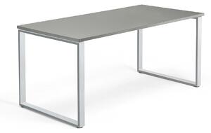AJ Produkty Psací stůl QBUS, O-podnož, 1600x800 mm, stříbrný rám, světle šedá