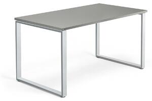 AJ Produkty Psací stůl QBUS, O-podnož, 1400x800 mm, stříbrný rám, světle šedá