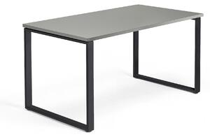 AJ Produkty Psací stůl QBUS, O-podnož, 1400x800 mm, černý rám, světle šedá