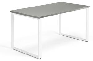 AJ Produkty Psací stůl QBUS, O-podnož, 1400x800 mm, bílý rám, světle šedá