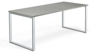 AJ Produkty Psací stůl QBUS, O-podnož, 1800x800 mm, stříbrný rám, světle šedá