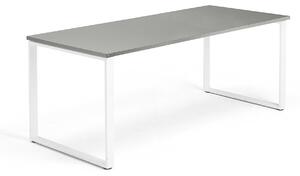 AJ Produkty Psací stůl QBUS, O-podnož, 1800x800 mm, bílý rám, světle šedá