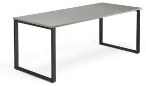 AJ Produkty Psací stůl QBUS, O-podnož, 1800x800 mm, černý rám, světle šedá