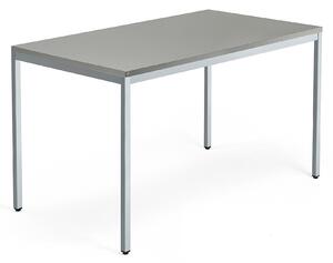 AJ Produkty Psací stůl QBUS, 4 nohy, 1400x800 mm, stříbrný rám, světle šedá