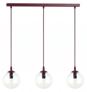 Lustr na lanku COSMO 3xE14/10W/230V červená/čirá