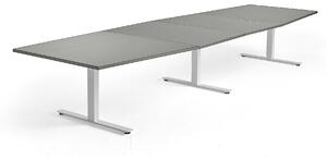 AJ Produkty Jednací stůl MODULUS, 4000x1200 mm, T-nohy, bílá podnož, světle šedá