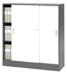 AJ Produkty Skříň s posuvnými dveřmi FLEXUS, 1325x1200x415 mm, šedá, bílé dveře
