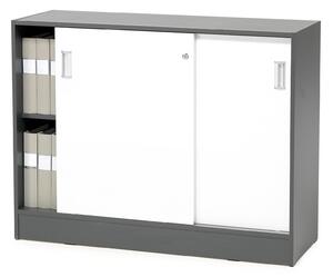 AJ Produkty Skříň s posuvnými dveřmi FLEXUS, 925x1200x415 mm, šedá, bílé dveře