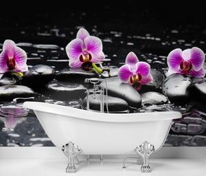 Fototapeta, Zenové kameny a orchideje - 100x70 cm
