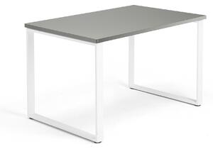 AJ Produkty Psací stůl QBUS, O-podnož, 1200x800 mm, bílý rám, světle šedá