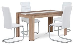 Jídelní set 1+4 Autronic B140SONDCL102WT, šedá / dub sonoma / bílá ekokůže