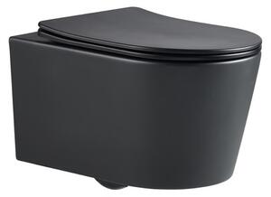 WC závěsné SAT Brevis včetně prkénka softclose, 48 cm, černý SATBRE010RREXPBKM