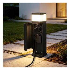 BRILAGI - Venkovní lampa se 2 zásuvkami SCHUKO PILLAR 1xG9/11W/230V IP44 černá