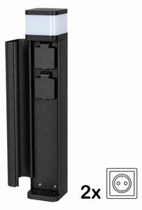 BRILAGI - Venkovní lampa se 2 zásuvkami SCHUKO PILLAR 1xG9/11W/230V IP44 černá