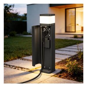 BRILAGI - Venkovní lampa se 2 zásuvkami SCHUKO PILLAR 1xG9/11W/230V IP44 černá