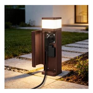 BRILAGI - Venkovní lampa se 2 zásuvkami SCHUKO PILLAR 1xG9/11W/230V IP44 hnědá