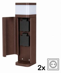 BRILAGI - Venkovní lampa se 2 zásuvkami SCHUKO PILLAR 1xG9/11W/230V IP44 hnědá