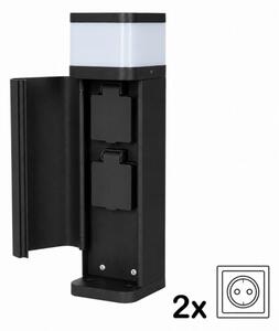BRILAGI - Venkovní lampa se 2 zásuvkami SCHUKO PILLAR 1xG9/11W/230V IP44 černá