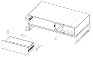 Konferenční stolek OLIER OE5 bílý / dub artisan