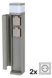 BRILAGI - Venkovní lampa se 2 zásuvkami SCHUKO PILLAR 1xG9/11W/230V IP44 šedá