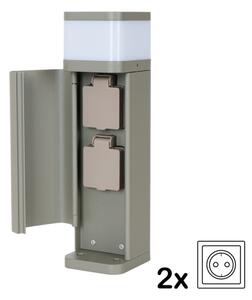 BRILAGI - Venkovní lampa se 2 zásuvkami SCHUKO PILLAR 1xG9/11W/230V IP44 šedá