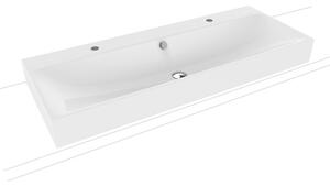 Umyvadlo na desku Kaldewei Silenio 3049 120x46 cm alpská bílá se dvěma otvory pro baterii 906406043001
