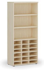 Třídicí regál PRIMO WOOD, 800 x 420 x 1781 mm, 18 přihrádek, bříza