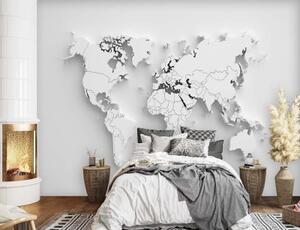 Fototapeta, Mapa světa Kontinenty 3D - 100x70 cm