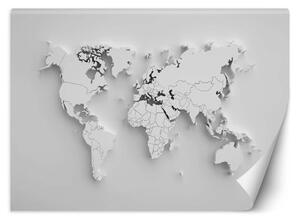 Fototapeta, Mapa světa Kontinenty 3D - 100x70 cm