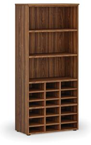 Třídicí regál PRIMO WOOD, 800 x 420 x 1781 mm, 18 přihrádek, ořech