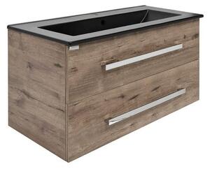 Koupelnová skříňka s umyvadlem SAT Cube Way 100x53x46 cm dub wellington mat CUBE461002DWMODC