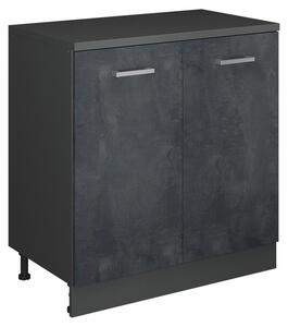Kuchyňská skříňka pod šikmou střechu Vicco R-Line Černý beton 80 cm bez šikminy se 2 dveřmi, Model 61792