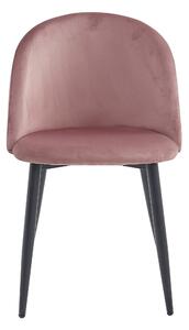 Růžová sametová židle BELLO