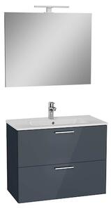 Koupelnová sestava s umyvadlem zrcadlem a osvětlením VitrA Mia 79x61x39,5 cm antracit lesk MIASET80A