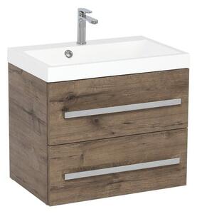 Koupelnová skříňka s umyvadlem SAT Cube Way 60x40 cm dub wellington CUBE260ZDW