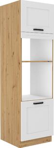 Kondela Skříňka na vestavnou troubu Lula 60 DPM-210 2F - bílá / dub artisan