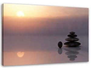 Obraz na plátně Zenové kameny při západu slunce - 100x70 cm