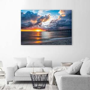 Obraz na plátně, Západ slunce nad mořem - 60x40 cm