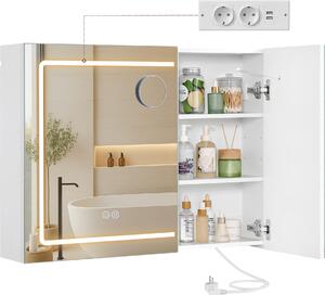 Nástěnná skříňka se zrcadlem a osvětlením LED, zvětšovací zrcadlo