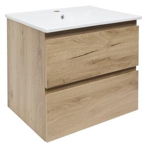 Koupelnová skříňka 2 zásuvková s umyvadlem SAT B-Way 59x50x45 cm dub mat BWAY260OAKU4BI