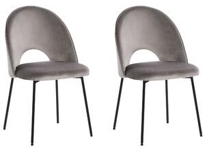 Sada 2 jídelních židlí COVELO šedý samet
