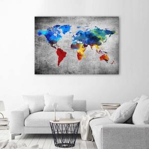 Obraz na plátně Barevná mapa světa - 60x40 cm