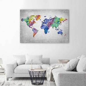 Obraz na plátně Mapa světa Akvarel - 60x40 cm