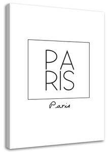 Obraz na plátně s černobílým nápisem Paris - 70x100 cm