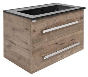 Koupelnová skříňka s umyvadlem SAT Cube Way 80x53x46 cm dub wellington mat CUBE46802DWMODC